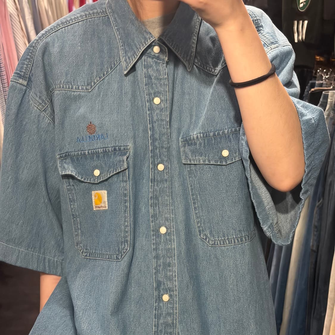 [IM]  Carhartt 칼하트 반팔 셔츠 데님 중청 상품이미지3
