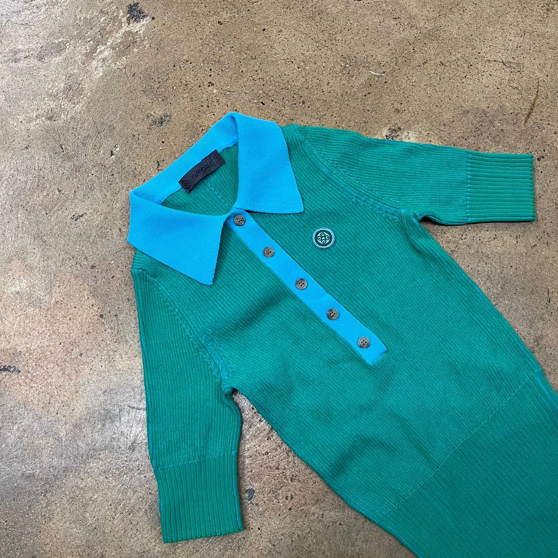 [정품/S] 지포어 G/FORE 니트 반팔 카라티 그린 블루 b14 상품이미지1