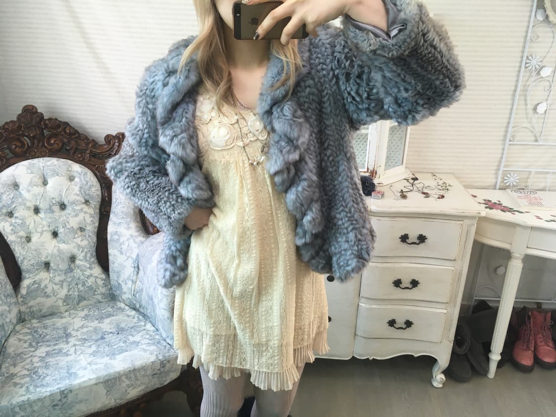 jpn vintage fairy blue-gray rabbit fur 상품이미지3