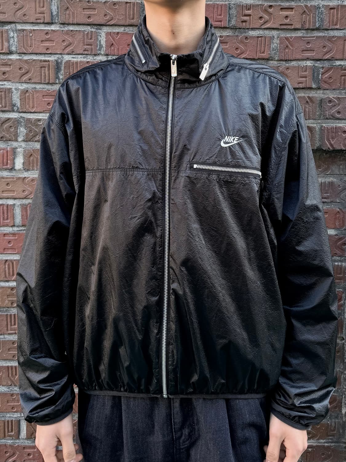 Nike 빈티지 블랙 나일론 집업 자켓 (XL)  상품이미지4