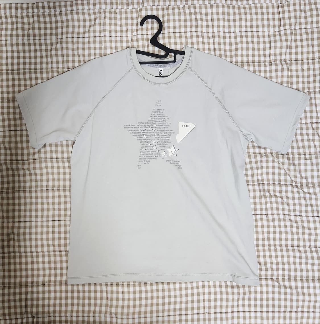 오호스 더블 슬리브 레글런 티셔츠 카키 상품이미지2