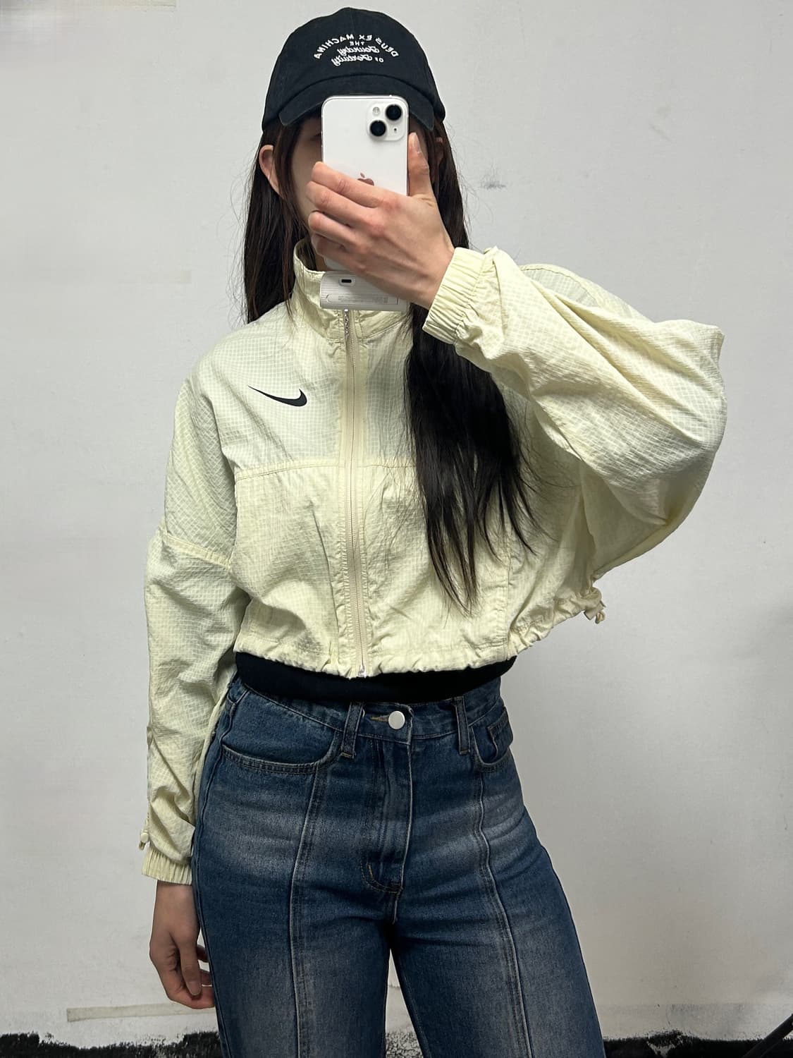 나이키 스우시 로고 우븐 크롭 자켓 크림컬러 상품이미지3