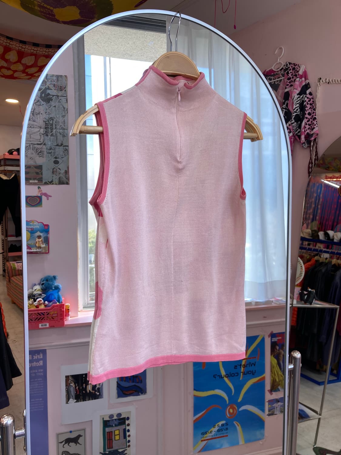 랑방 LANVIN 실크 100% 핑크 패턴 슬리브리스 탑 상품이미지5