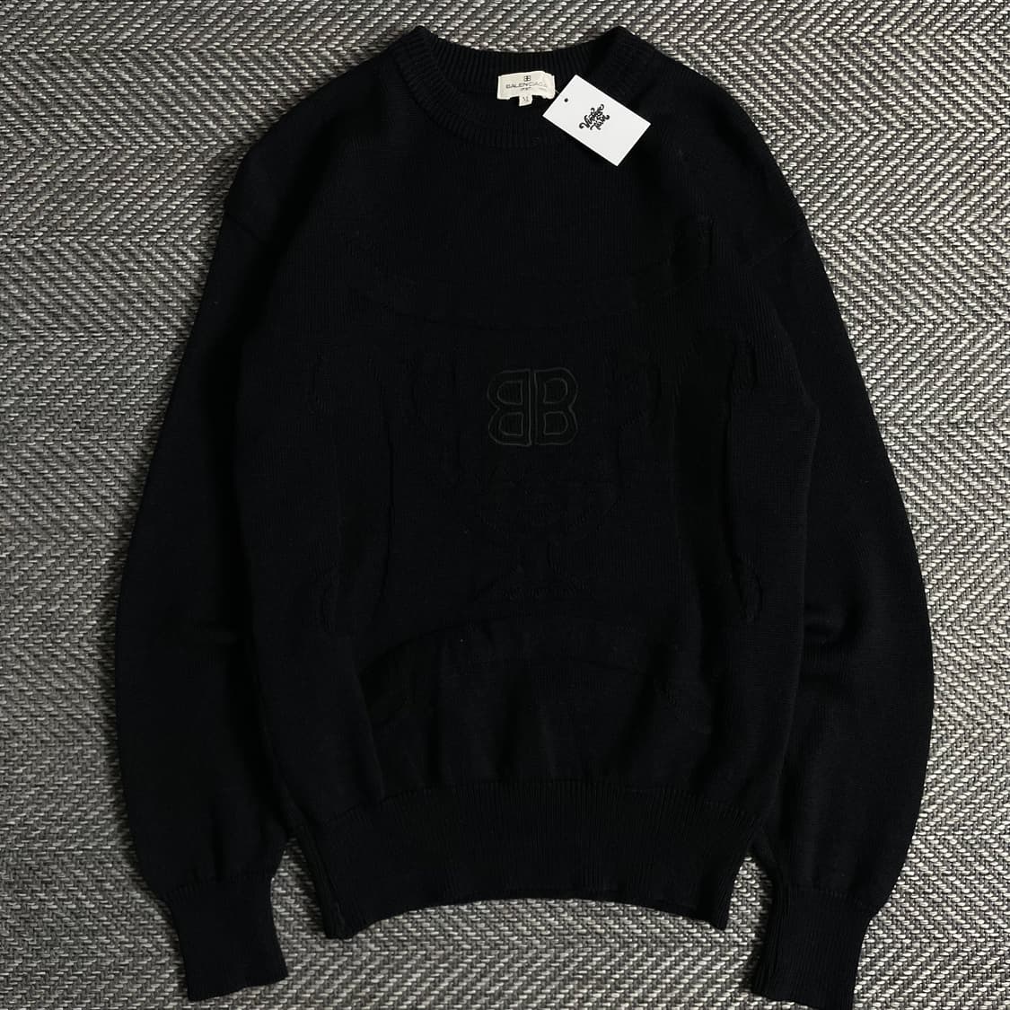 90s 발렌시아가 아카이브 빅로고 니트 블랙y 3629 상품이미지2