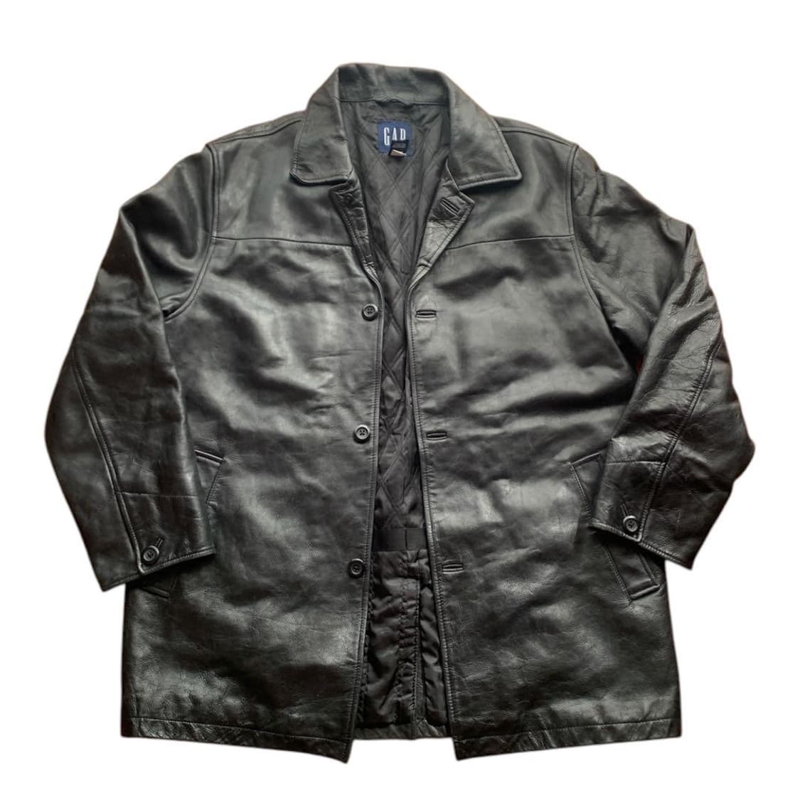 [L/미품] 올드갭 레더 카코트 블랙 빈티지 gap 상품이미지1