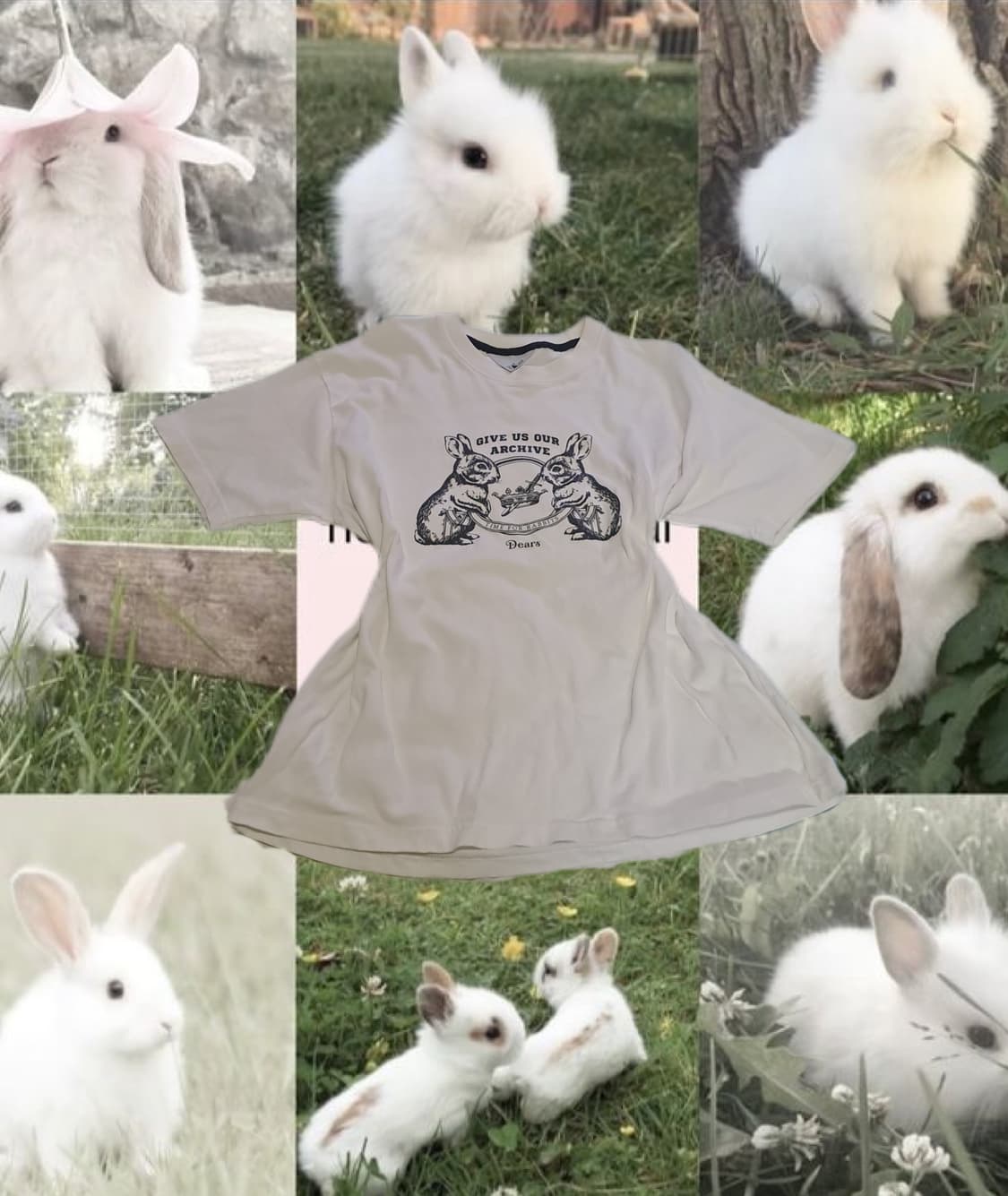 디어스토커 핀터깔 버니 티셔츠 오버핏 화이트 상품이미지1