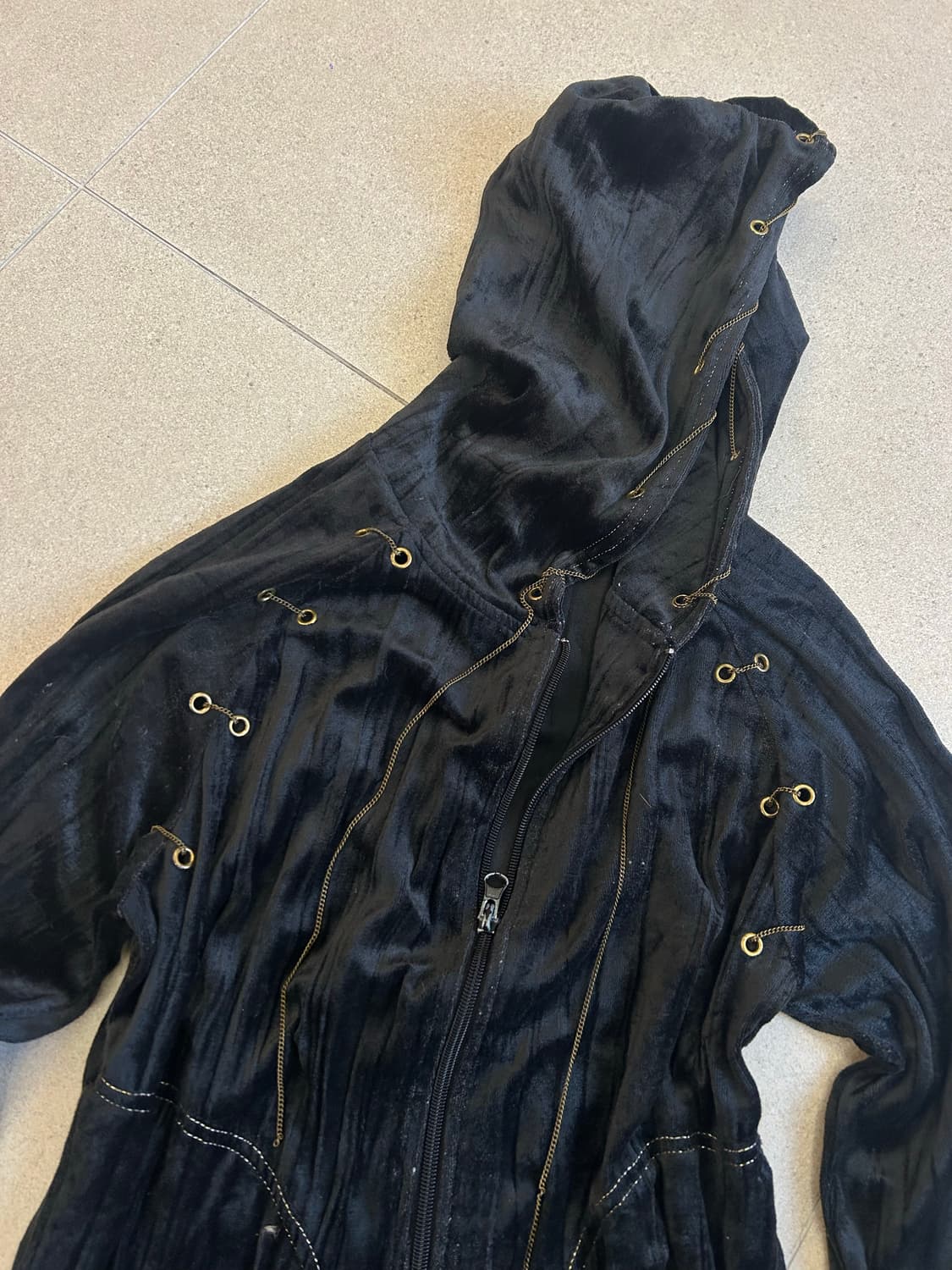 골드체인 벨벳 후드집업 상품이미지3