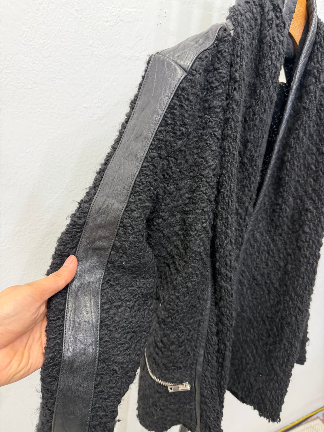정품) IRO 이로 검정 가죽 니트 자켓 40 상품이미지4