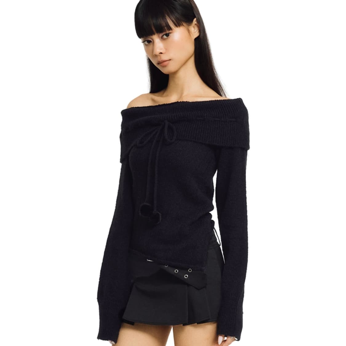 코튼캔디 오프숄더 니트 상품이미지2