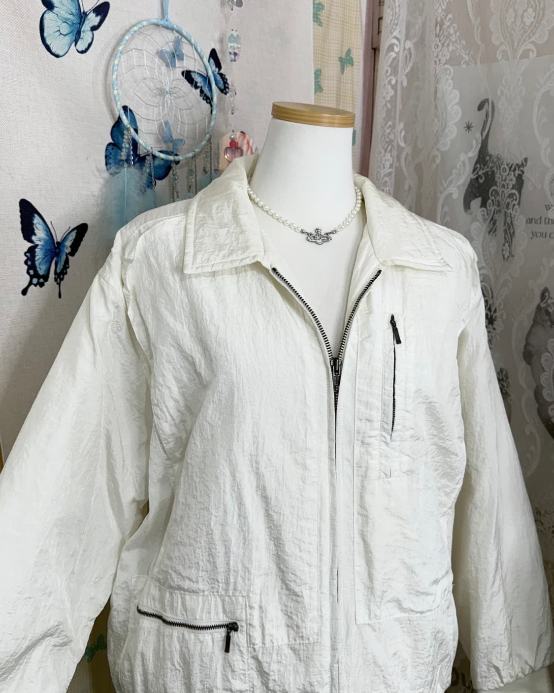 아이보리 오버핏 봄버 자켓 상품이미지2