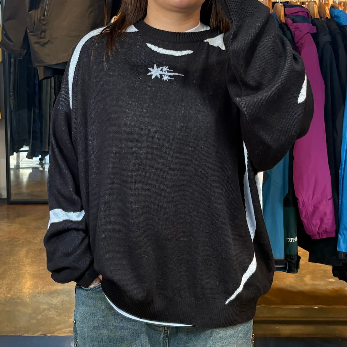 나이스고스트클럽 블랙 니트 상품이미지1