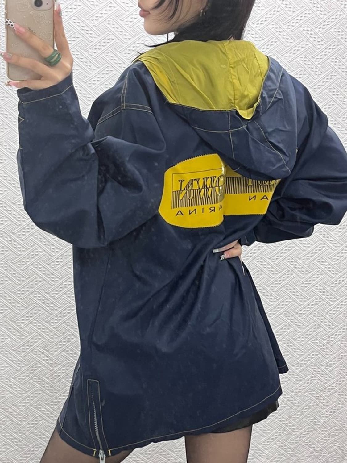 퍼스트 다운 레트로 스포티 키치 배색 아노락 바람막이 M C11271 상품이미지2