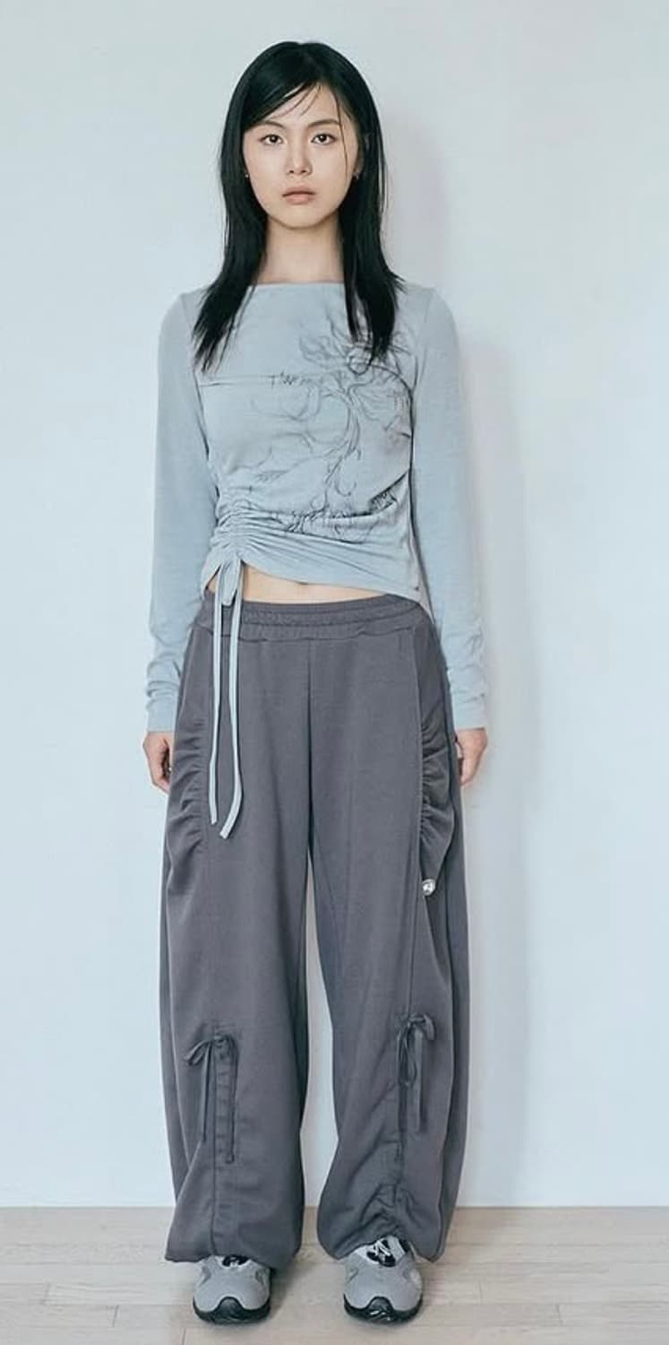 허그유어스킨 셔링 조거 팬츠 (차콜) 상품이미지2