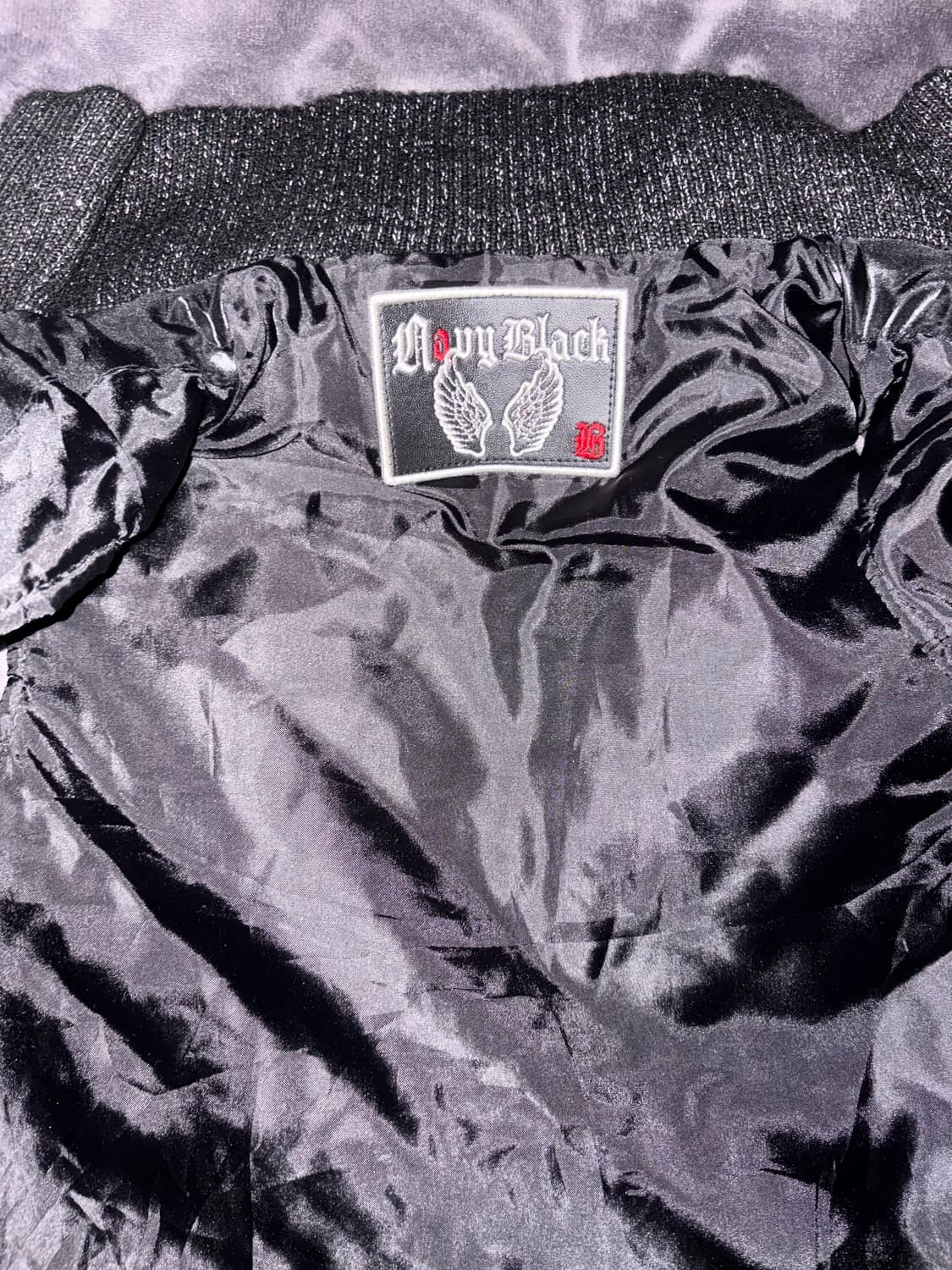 y2k깔 유광 블랙 금단추 포인트 뒷면 천사 날개 자수 펑크 고딕 패쪼 상품이미지5