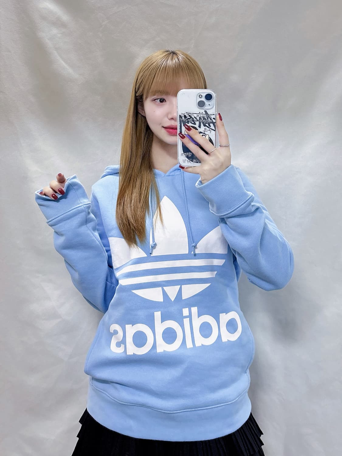 아디다스 빅로고 베이비블루 후드  상품이미지2