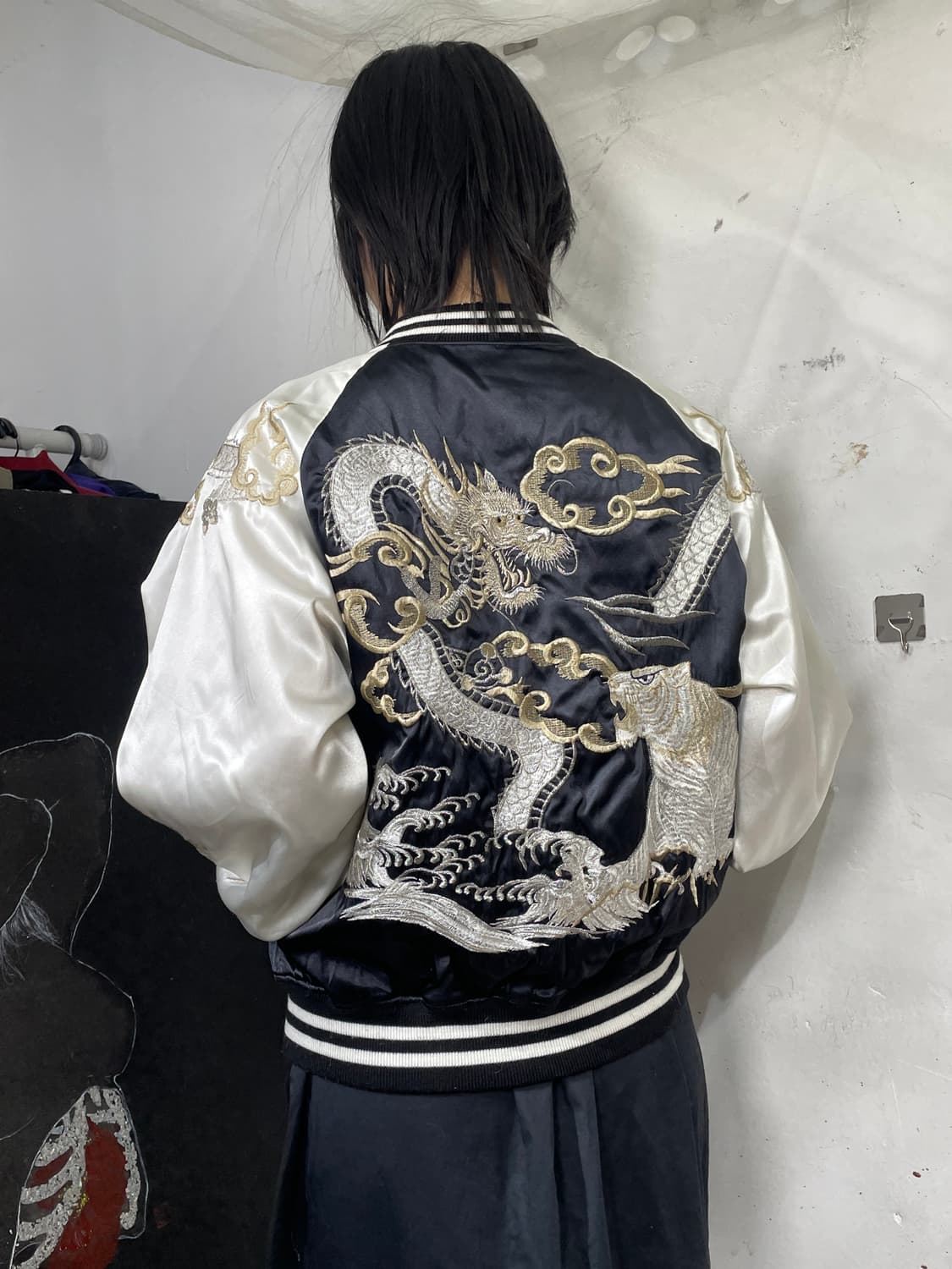 호시히메 수니베어 사틴 용 호랑이 스카잔 오리엔탈 자수 스카잔 M 상품이미지2