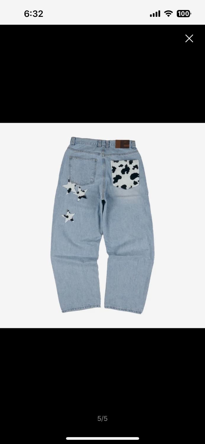 Ertr cow star denim pants loght blue 상품이미지5