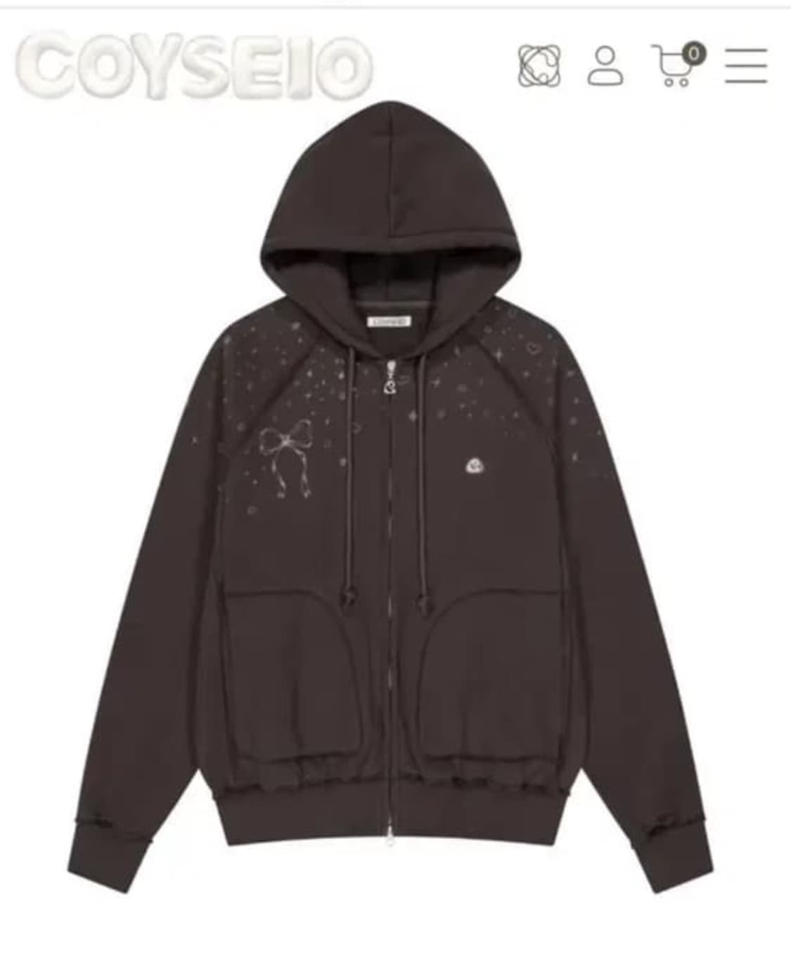 코이세이오 트윙클 후드집업 다크브라운 상품이미지1