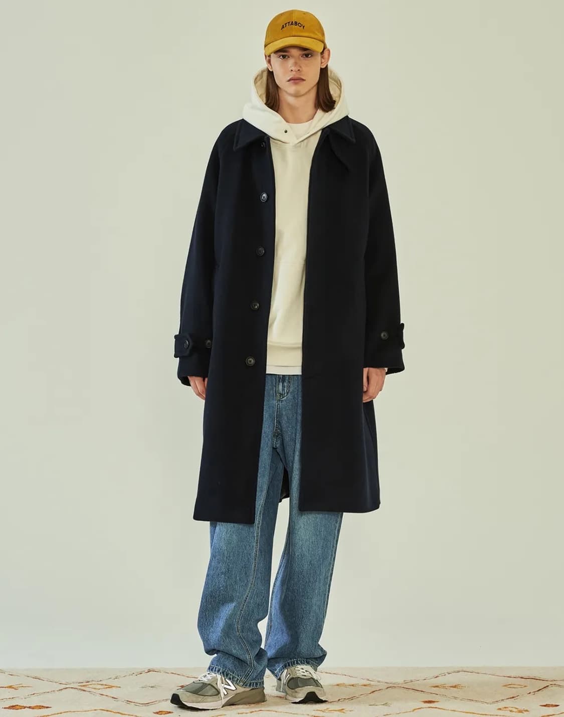 [S] 23fw 헤지스 his 캐시 혼방 발마칸 코트 네이비 상품이미지1