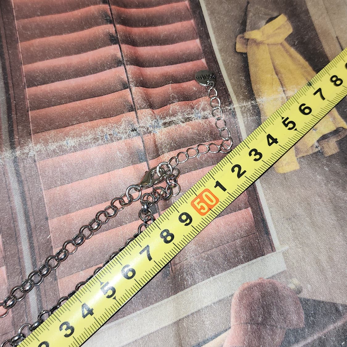 90s 프랑스 빈티지 목걸이 핑크 애나멜 하트 실버 체인 네클리스 상품이미지5