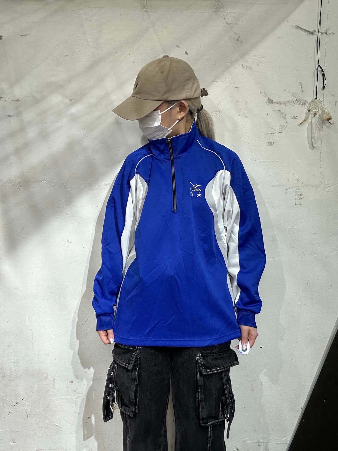 미즈노 블루 화이트 바람막이 자켓 M 상품이미지2