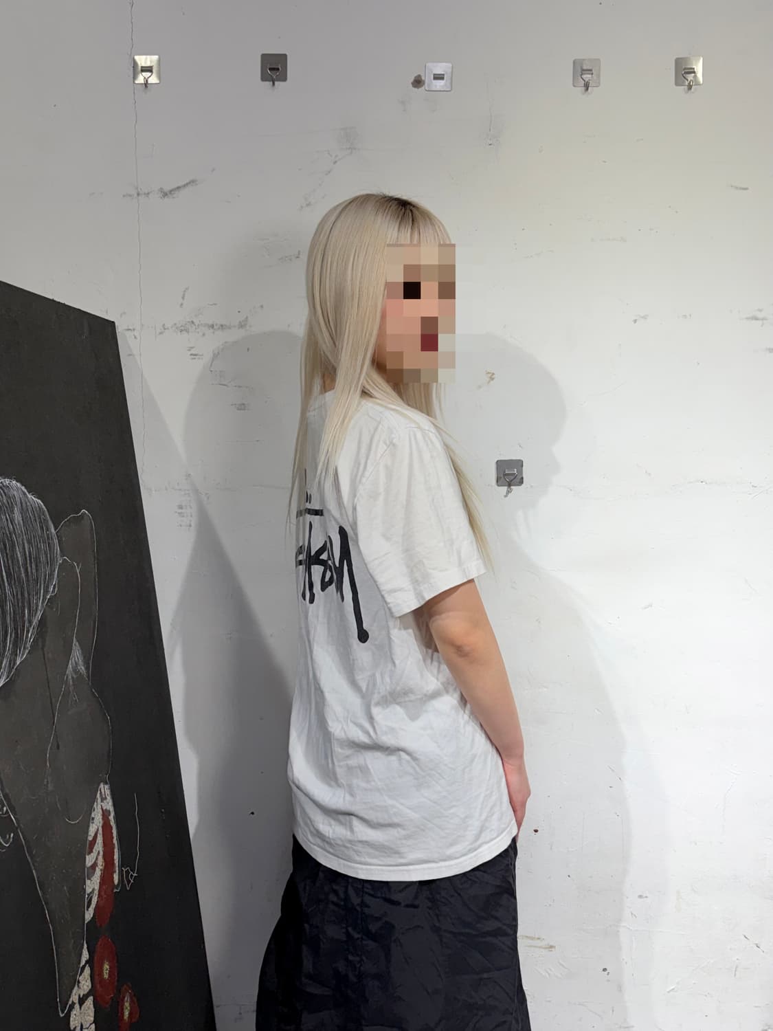 스투시 화이트 빅로고 반팔 티셔츠 S 상품이미지5