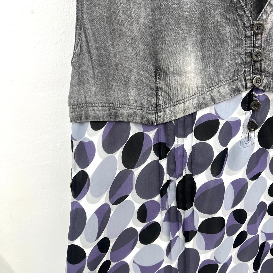 Denim layered polka dot sleeveless dress 상품이미지3
