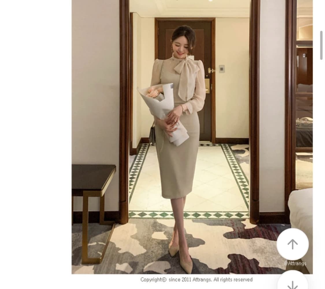 아뜨랑스 타이넥 쉬폰 원피스M 상품이미지1