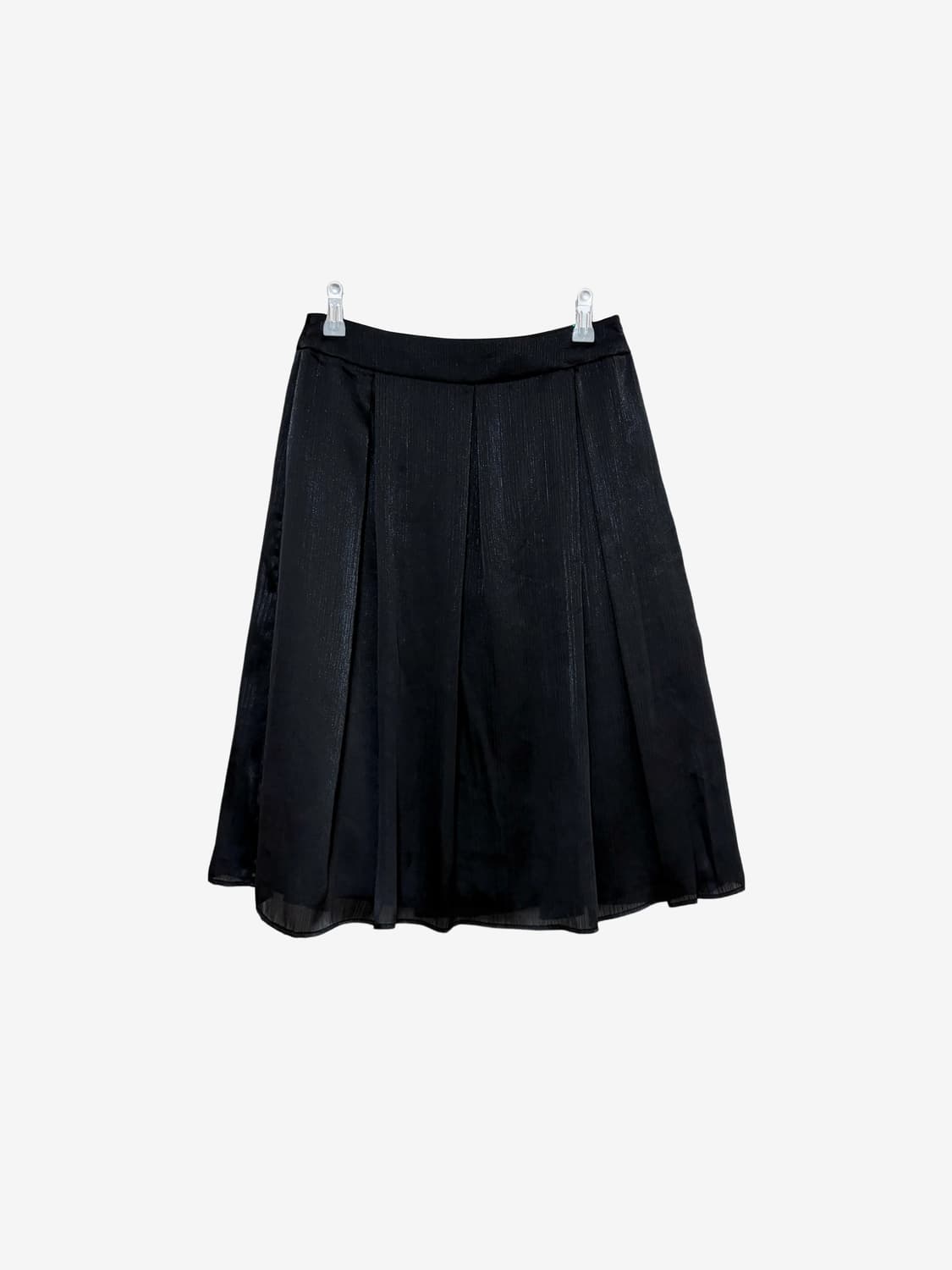 Sheer Layered Pleats Midi Skirt - Black 상품이미지6