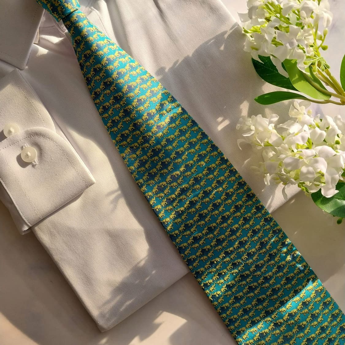 짐톰슨 실크 그린 코끼리 자카드 넥타이 9.5cm A+등급 K1440
 상품이미지8