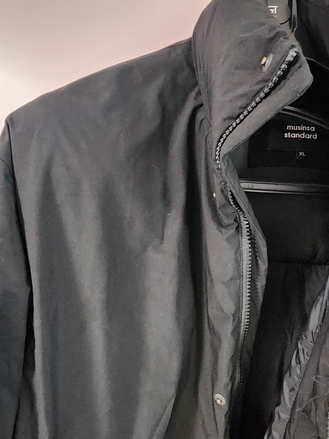 무신사 스탠다드 데일리 미니멀 롱 패딩 파카 XL 블랙 팜. 무탠다드 상품이미지6