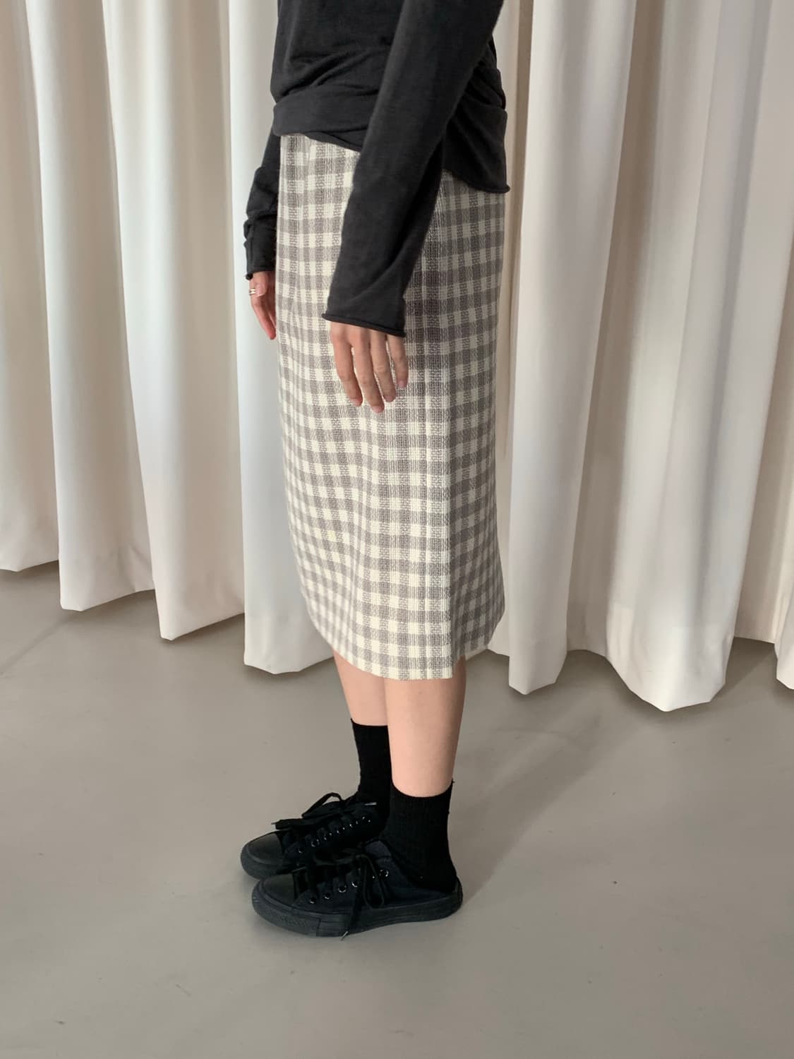 80's "GIVENCHY" wool check Skirt 상품이미지2