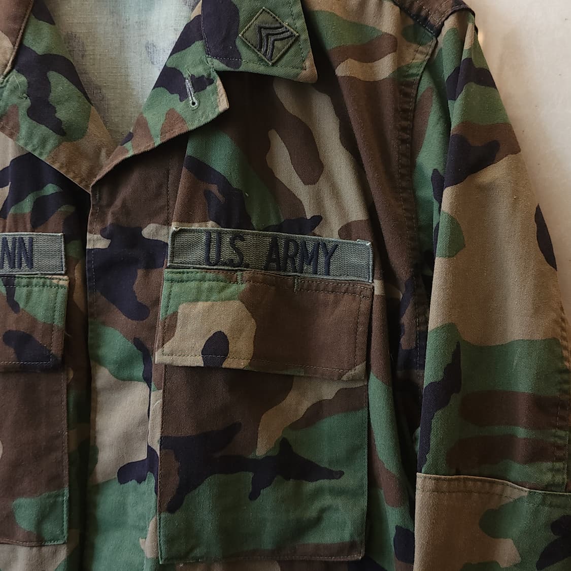 90s 미군 BDU 카모셔츠 우드랜드 미디움 레귤러 부대패치 상품이미지6