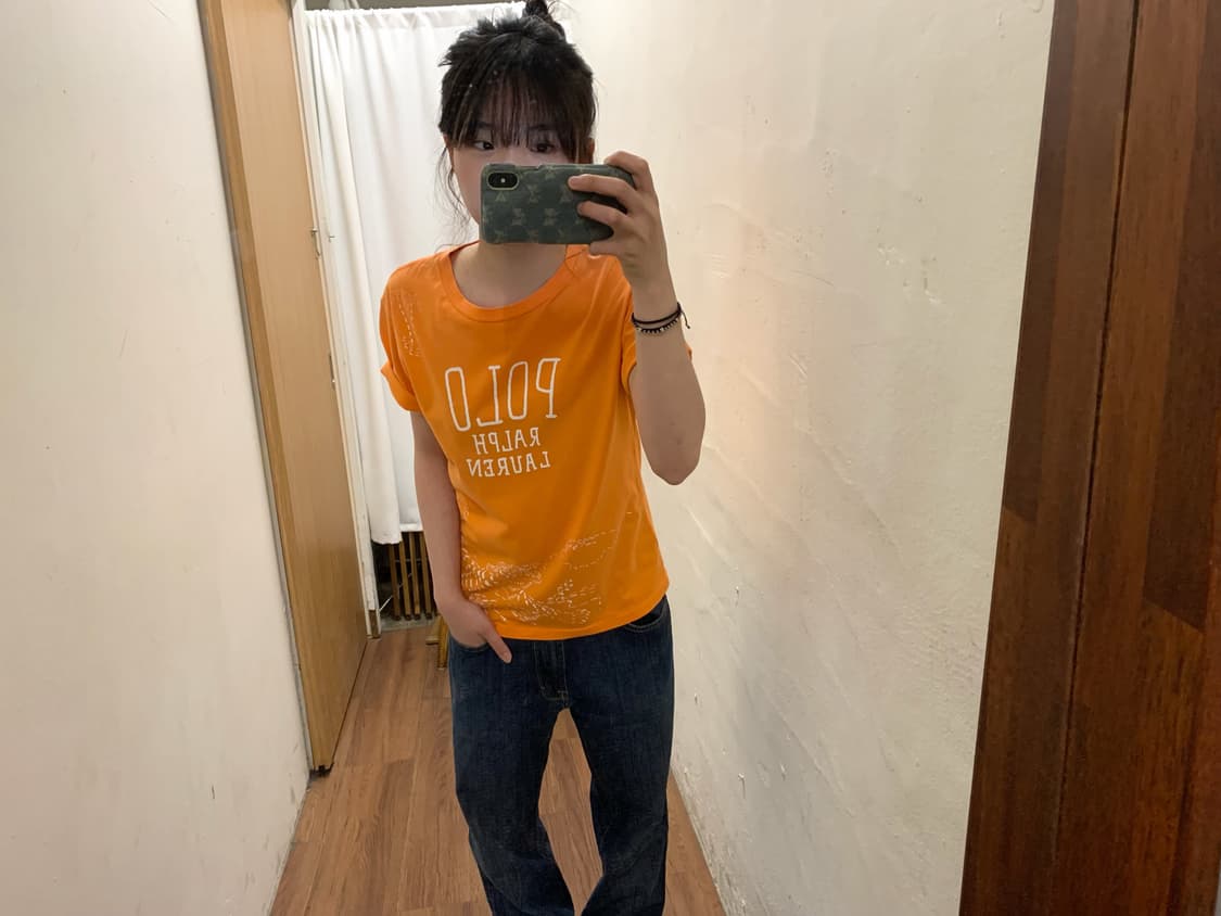 폴로 랄프 로렌 라운드넥 티셔츠 타이거 프린팅 디테일 오렌지 상품이미지4