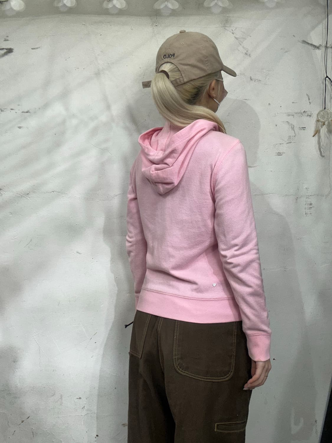 폴로 딸기우유 핑크 아치 로고 여성 후드집업 XXS 상품이미지3