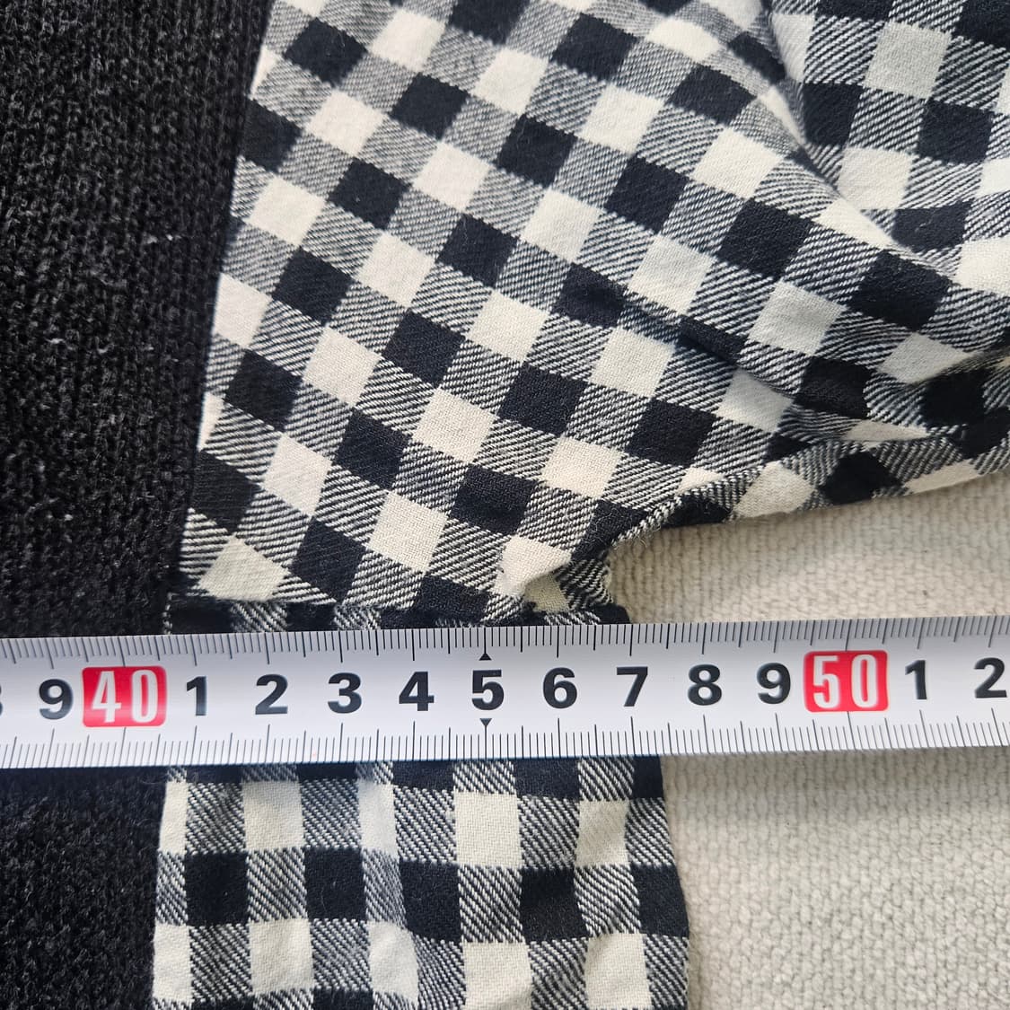 90 YESSE 여성 체크소매 긴팔티 0403Y 상품이미지4