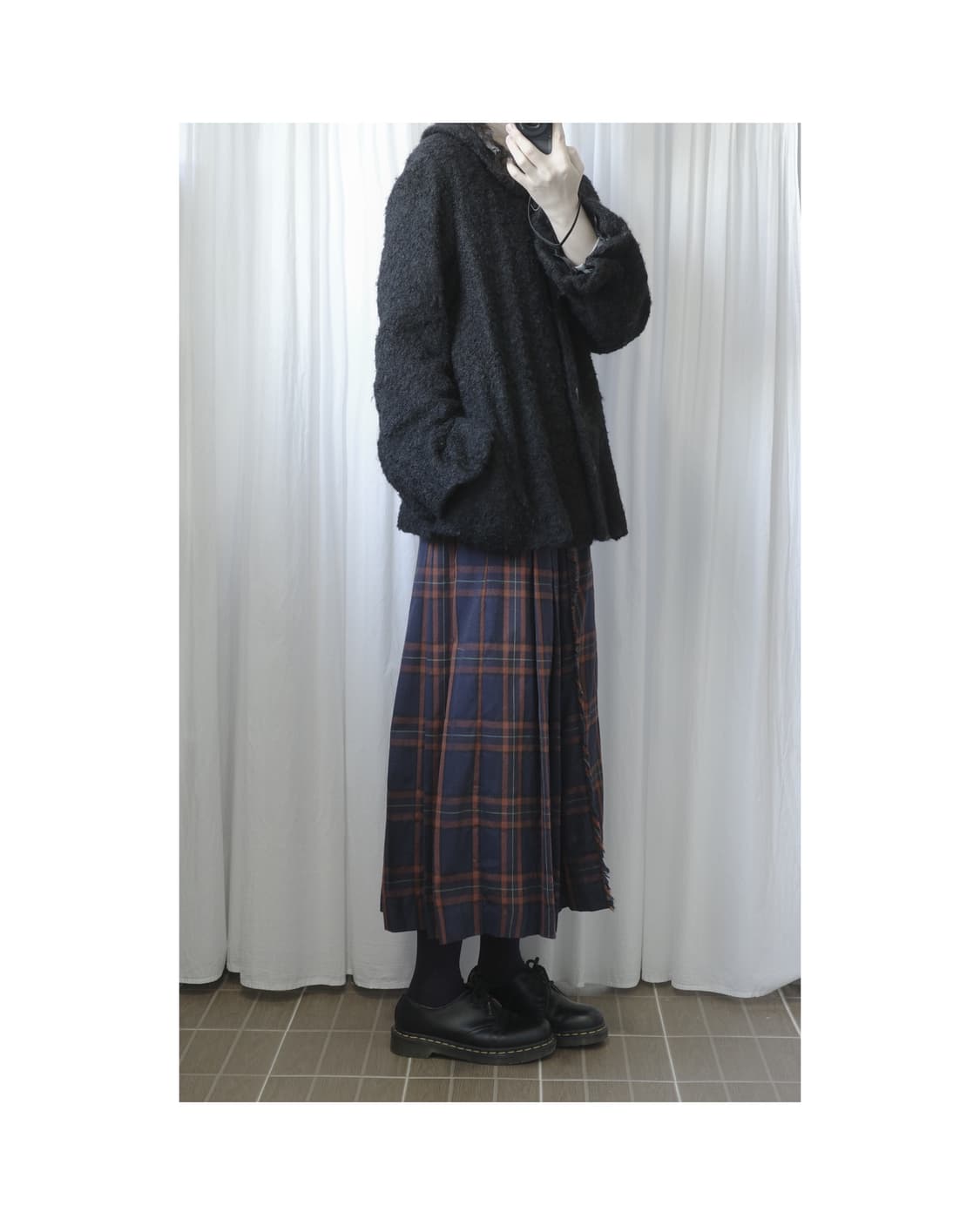 Orange check skirt 상품이미지5