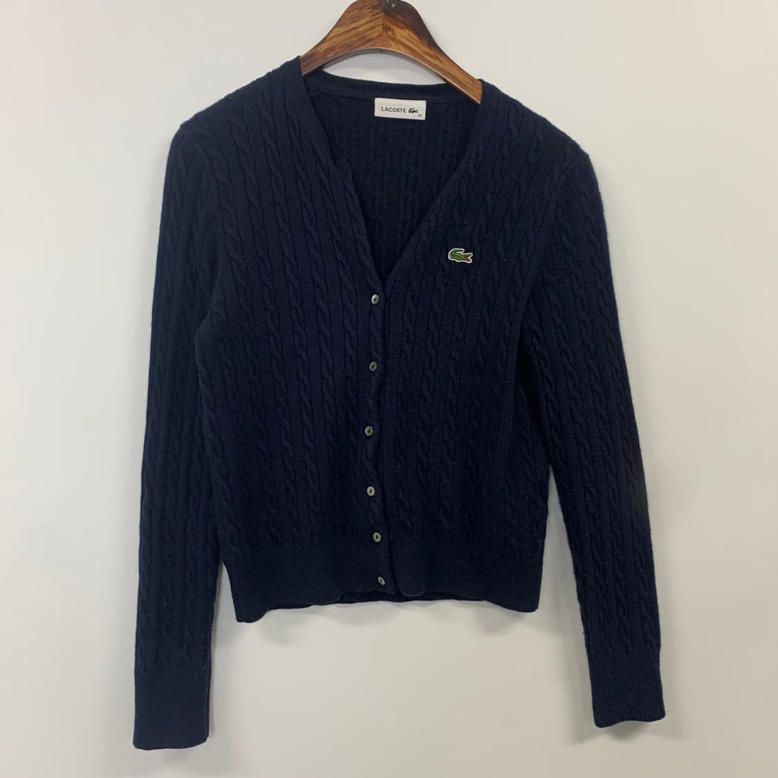 라코스테 네이비 꽈배기 라운드 니트 가디건 상품이미지2