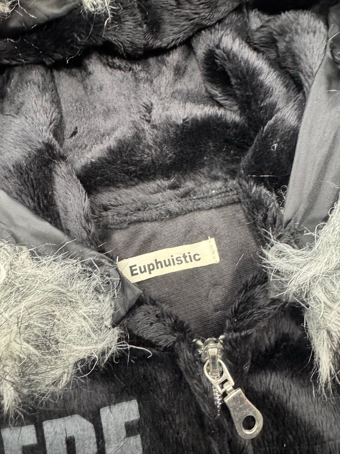 OS)Japanese vintage Y2K 펑크 벨벳 퍼 후드집업 상품이미지8