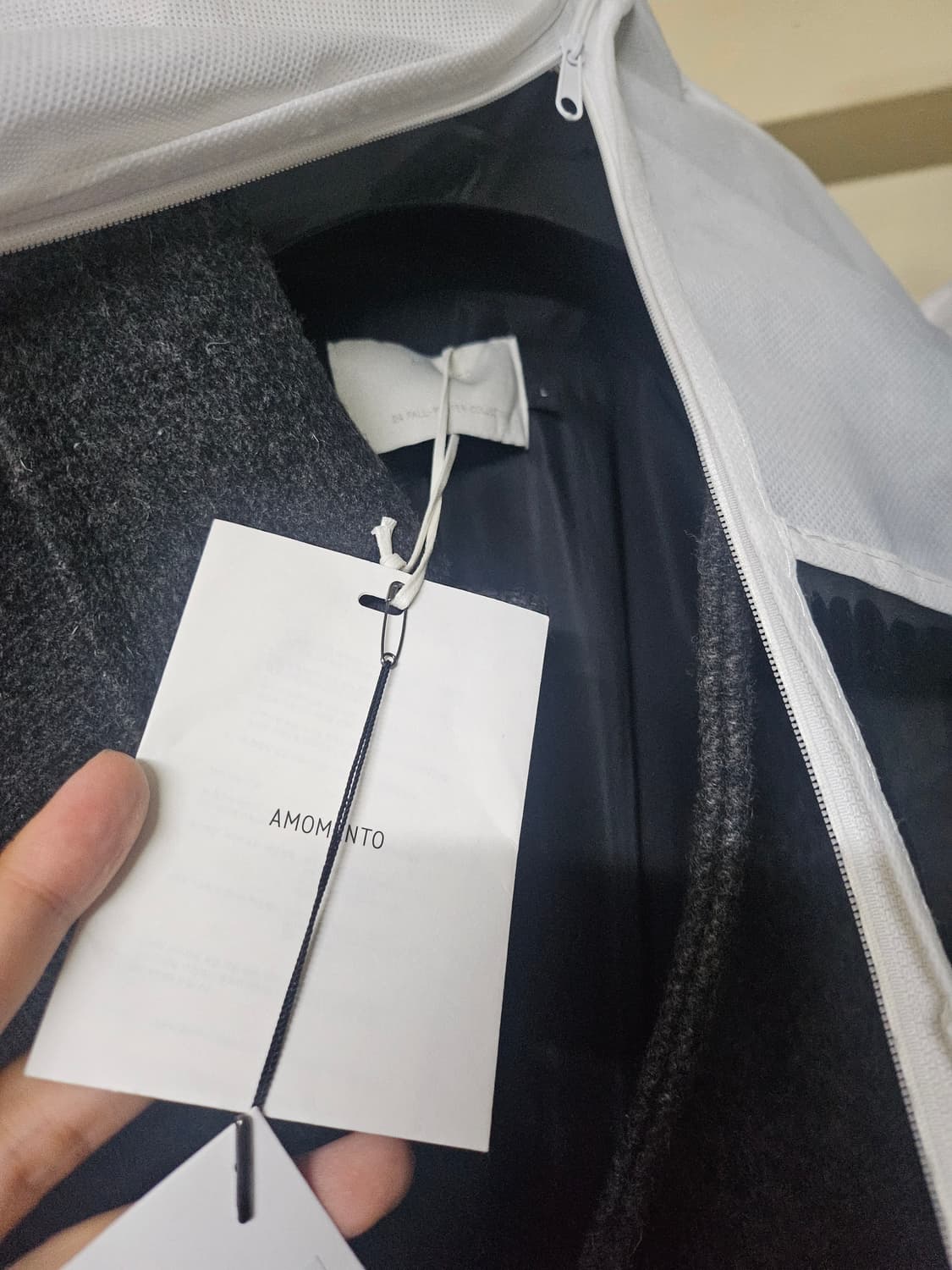 아모멘토 싱글 롱 코트 차콜 상품이미지4