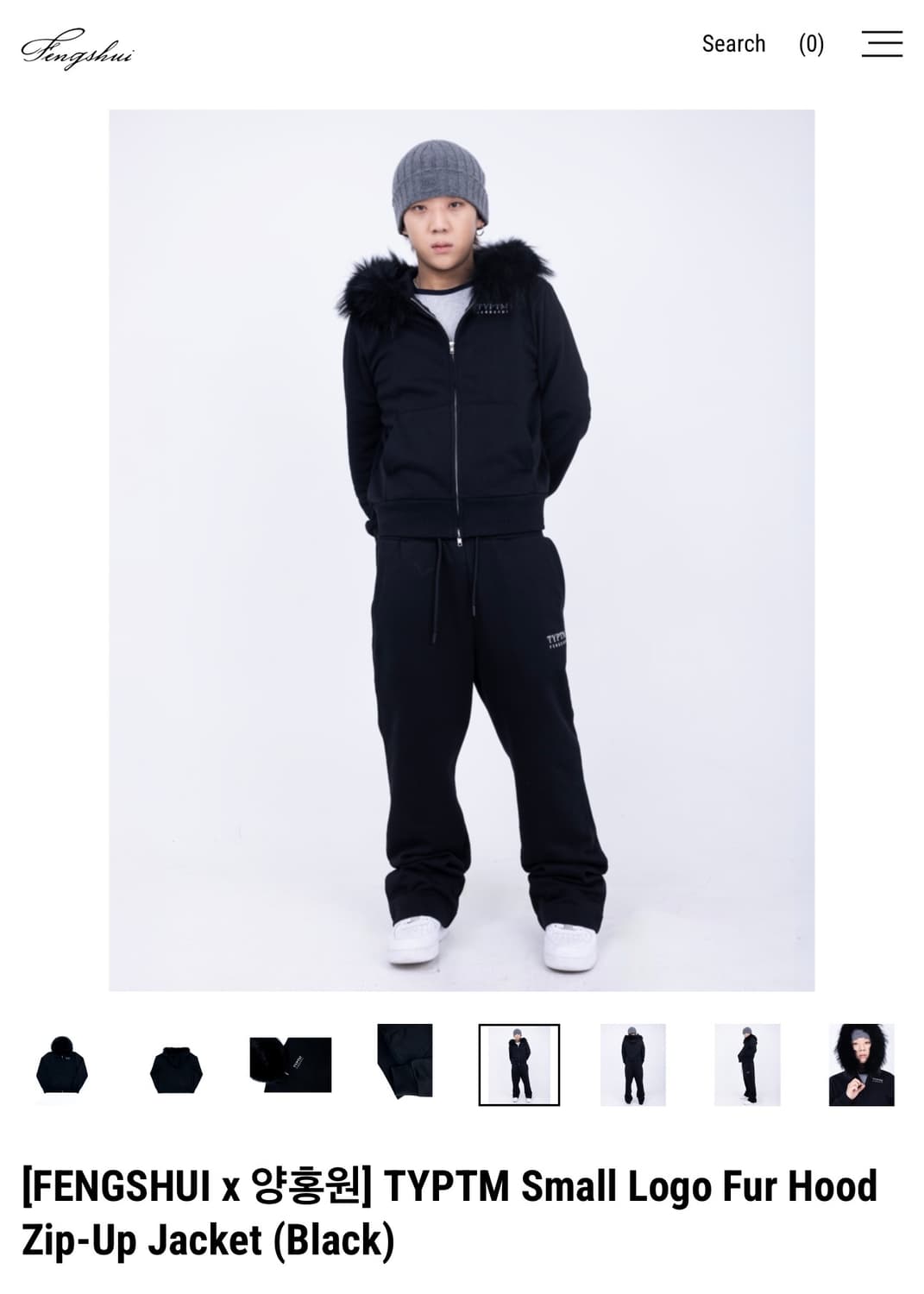 펑쉐이서울 양홍원 퍼 후드집업 블랙  상품이미지1