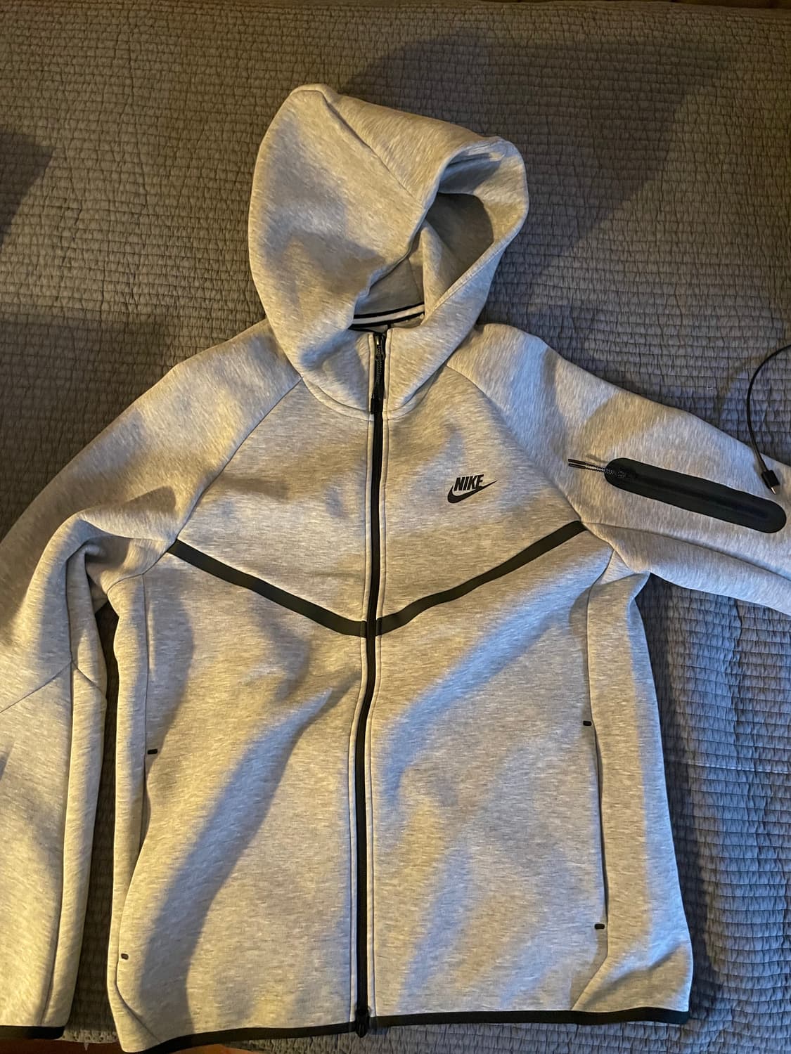 나이키 테크 플리스 풀 집 후드 다크 그레이 헤더 - 아시아 상품이미지1