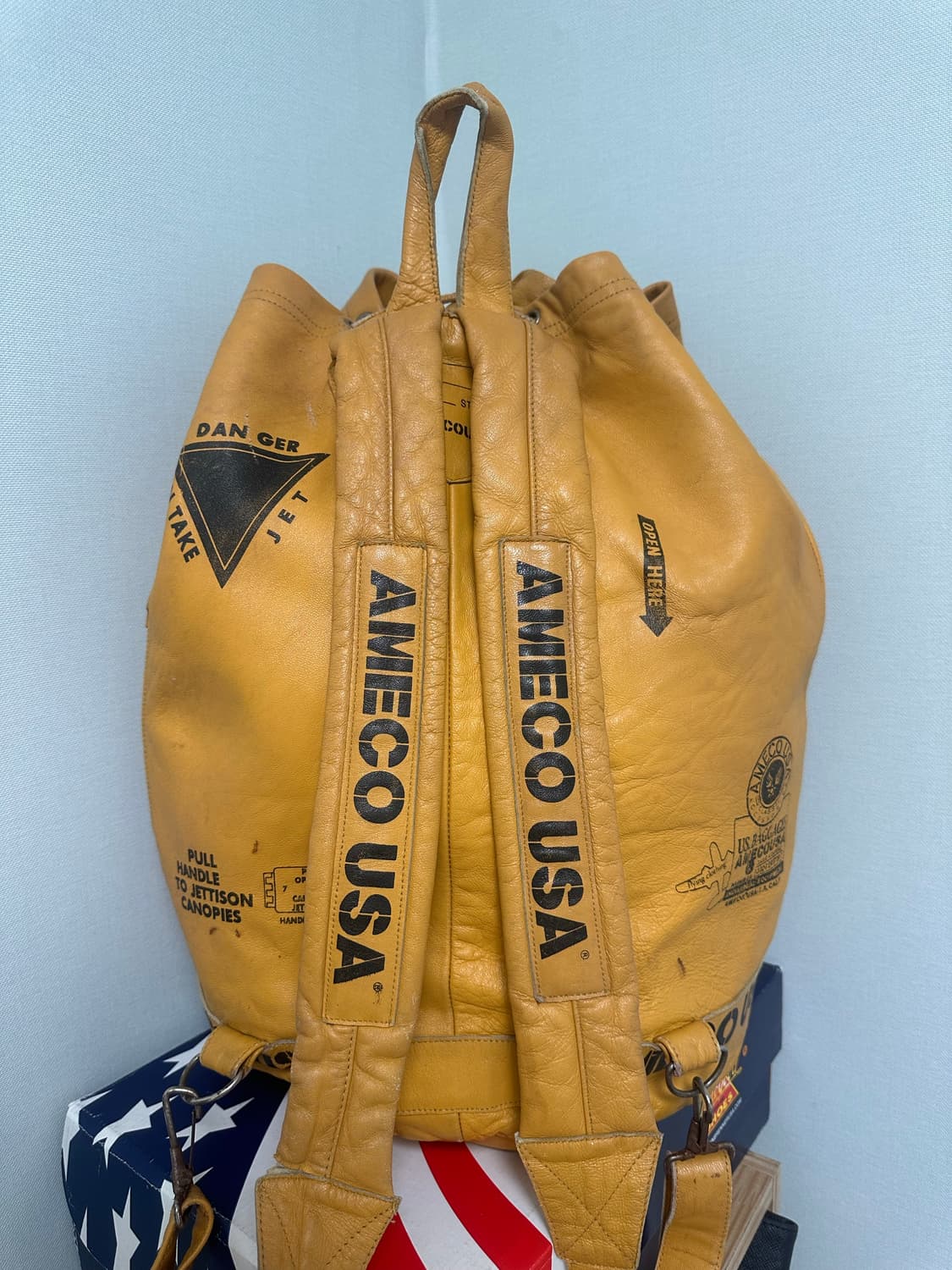 1990s AMECO 아메코 레더 밀리터리 럭색 백팩  상품이미지3