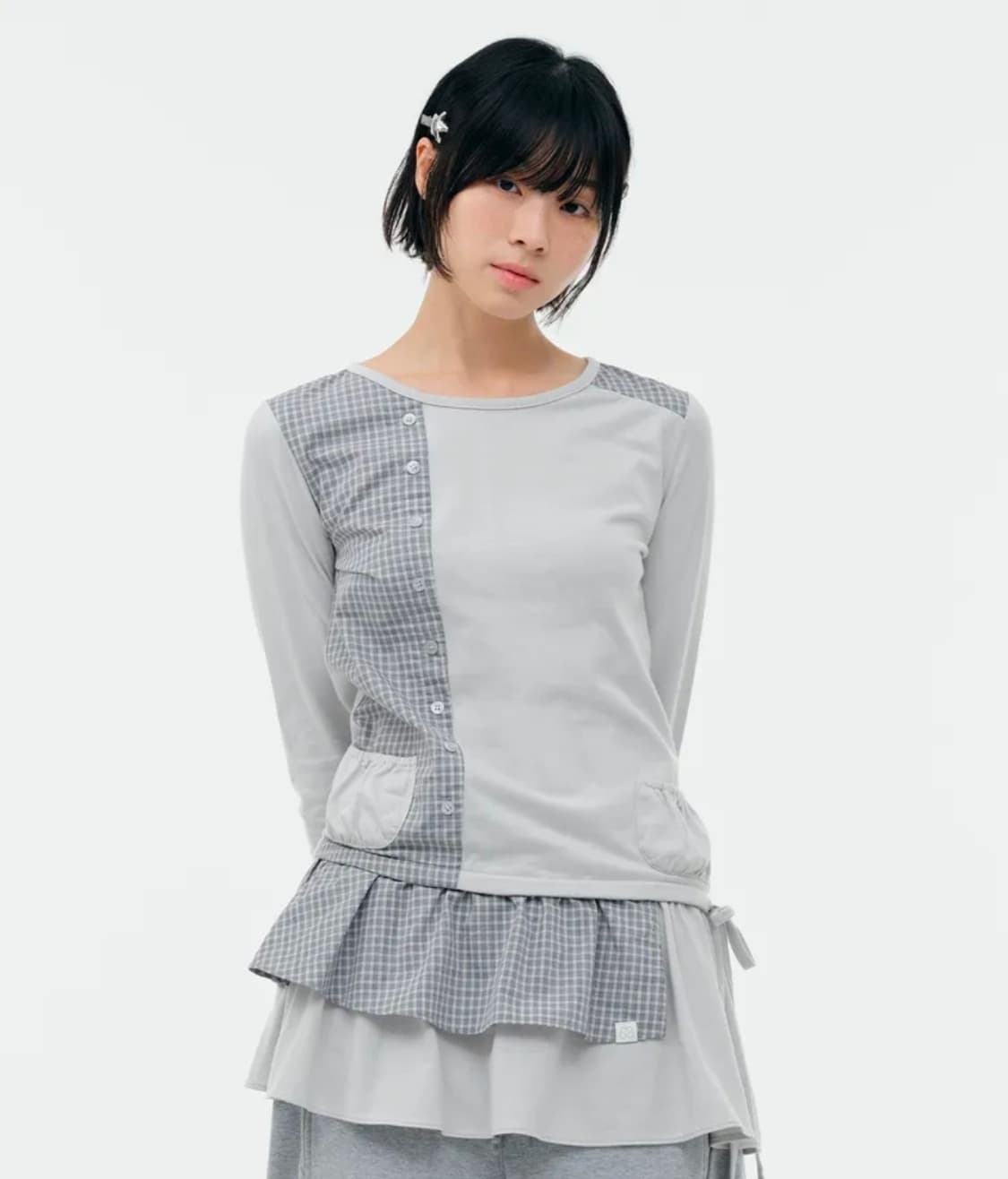 뚜오미오 CHECK MIXED JERSEY DRESS 상품이미지1