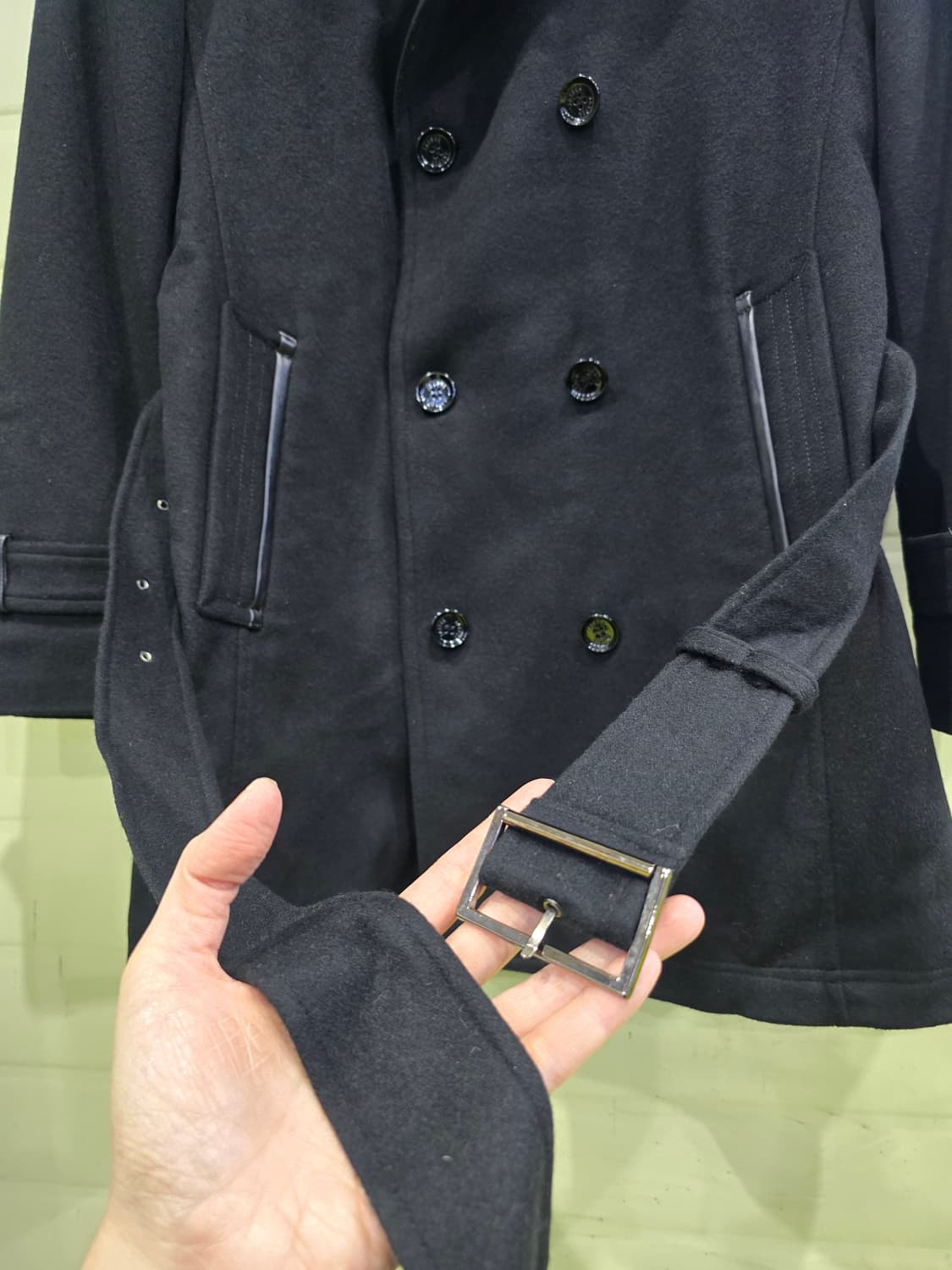 JASPER 밀리터리 블랙 더블 버튼 벨트 코트 상품이미지9