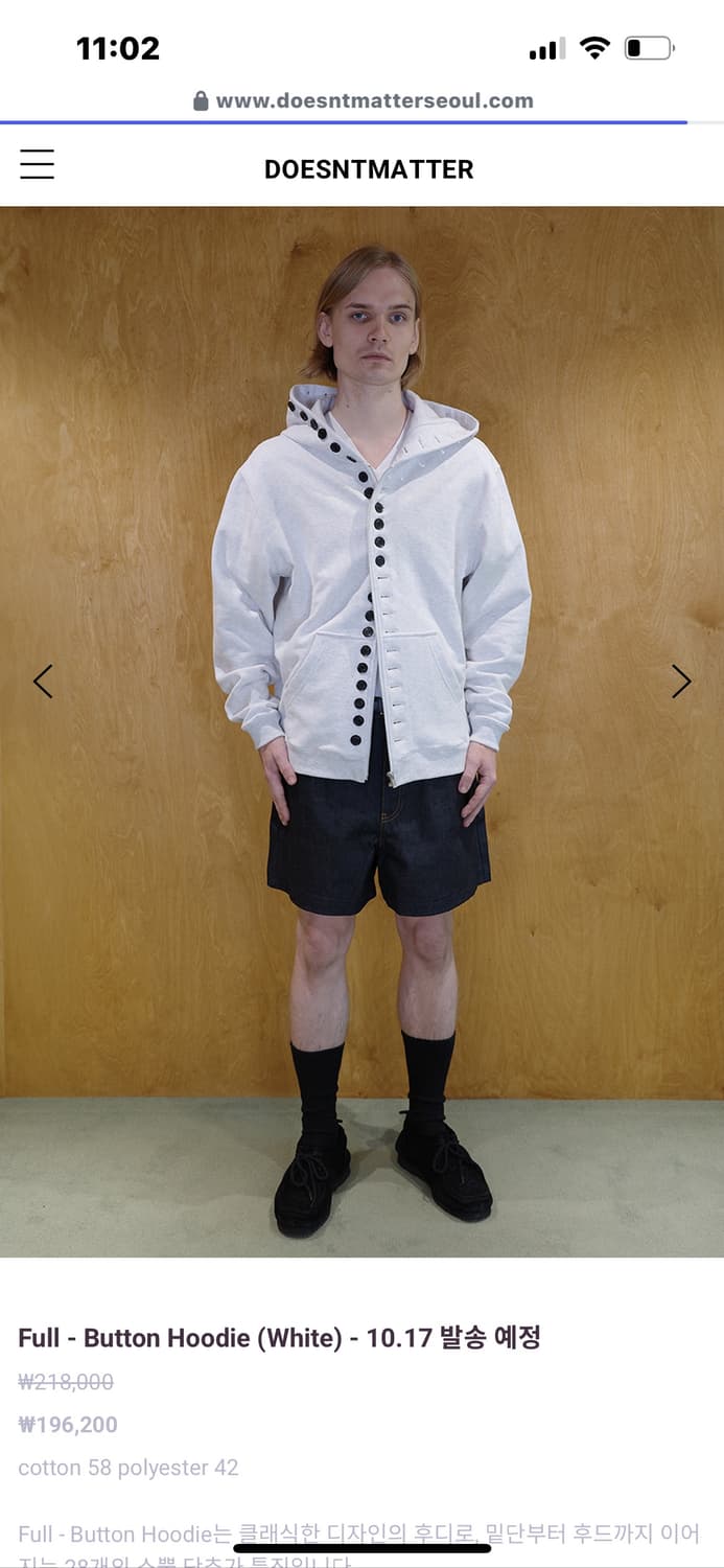 DOESNTMATTER Full - Button Hoodie 상품이미지1