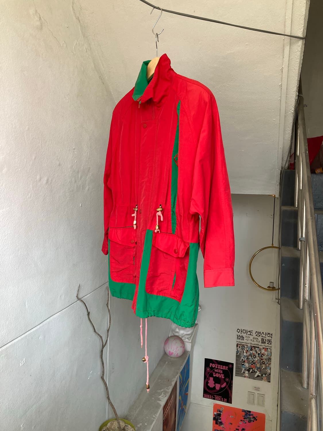 레트로 바람막이 하프 버튼 코트/집업 상품이미지4