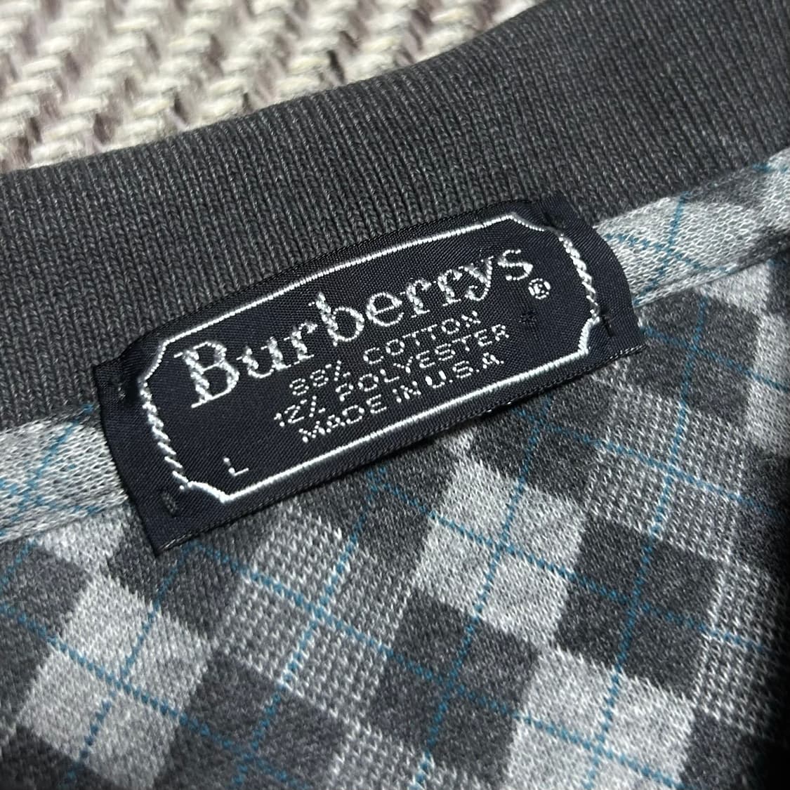 [L] Burberry 버버리 90s 정품 아가일패턴 긴팔 카라티 상품이미지4