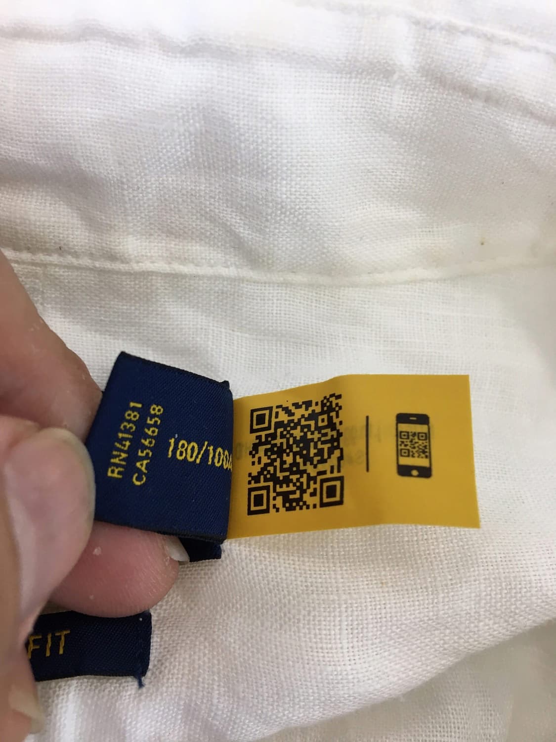 폴로 랄프로렌 QR 백화점판 린넨 100% 화이트셔츠 L  상품이미지6