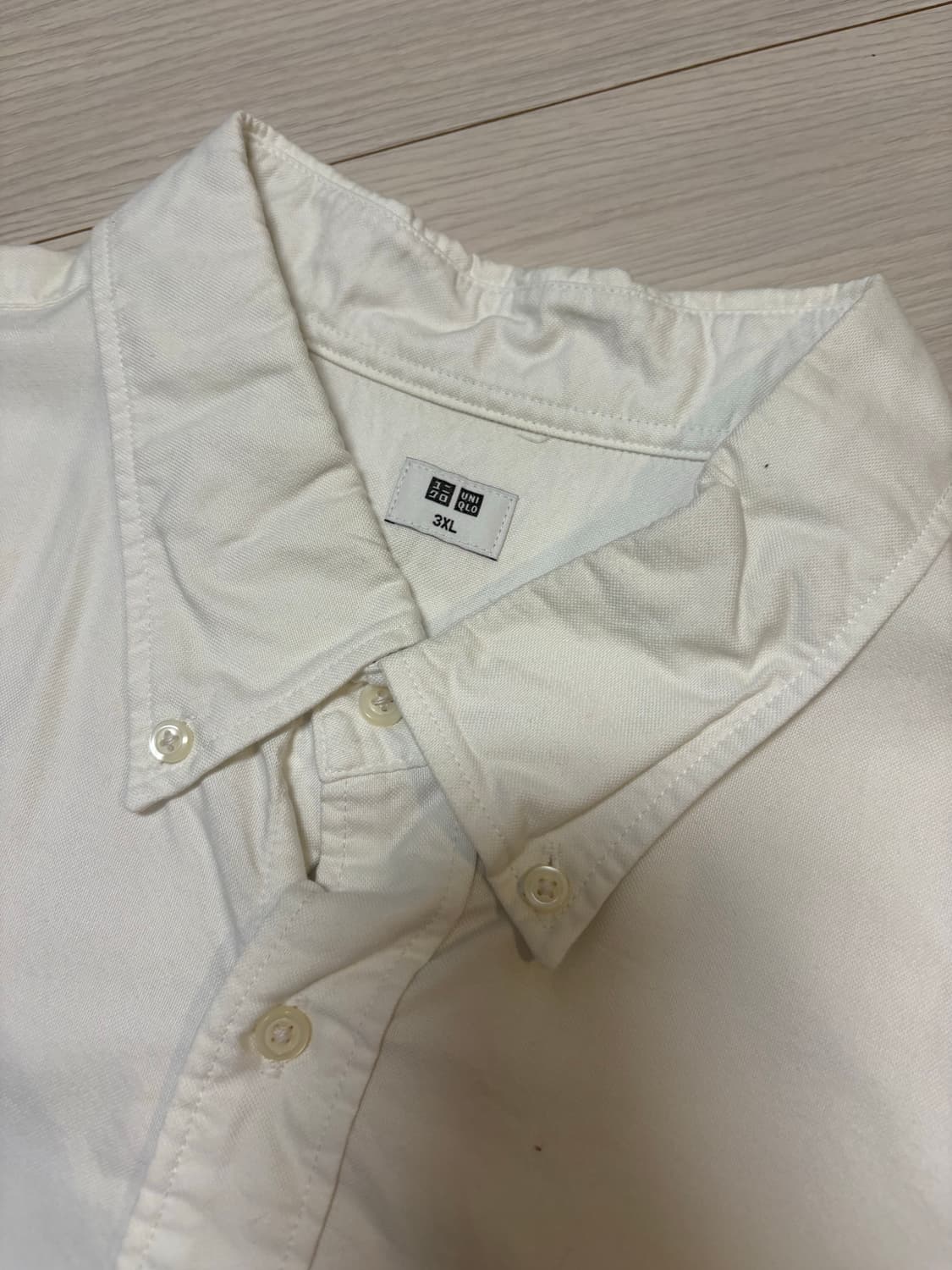 유니클로 옥스퍼드 반팔 셔츠 화이트 3XL 상품이미지2